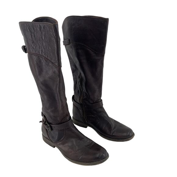 Vintage White Label FRYE Tall Brown Leather Riding Boots Womens Size 9B Preowned - Picture 1 of 7
